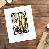 Big Catch trout (fish) framed Sarah Angst Art giclee reproduction print. Created & reproduced in Bozeman, Montana.