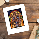 Bison in Forest framed Sarah Angst Art giclee reproduction print. Created & reproduced in Bozeman, Montana.