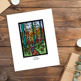 Hiking in Autumn Color framed Sarah Angst Art giclee reproduction print. Created & reproduced in Bozeman, Montana.