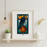 Raven framed Sarah Angst Art giclee reproduction print. Created & reproduced in Bozeman, Montana.