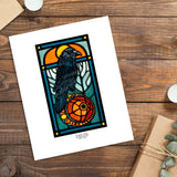 Raven framed Sarah Angst Art giclee reproduction print. Created & reproduced in Bozeman, Montana.