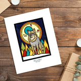 Wolf in Forest framed Sarah Angst Art giclee reproduction print. Created & reproduced in Bozeman, Montana.
