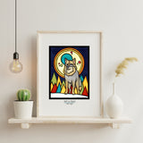 Wolf in Forest framed Sarah Angst Art giclee reproduction print. Created & reproduced in Bozeman, Montana.