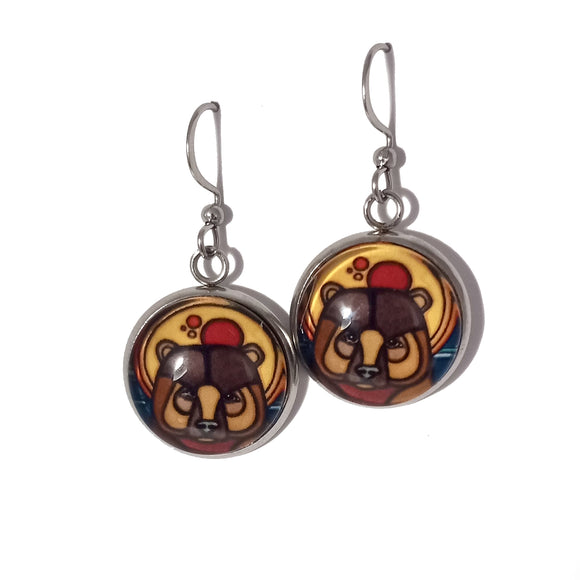 SA Earrings - Bear in Forest