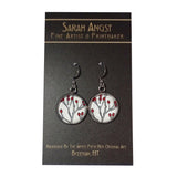 SA Earrings - Red Berries on White