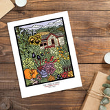 Garden framed Sarah Angst Art giclee reproduction print. Created & reproduced in Bozeman, Montana.