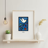 Holiday Dove framed Sarah Angst Art giclee reproduction print. Created & reproduced in Bozeman, Montana.