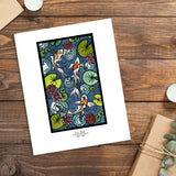 Koi Pond framed Sarah Angst Art giclee reproduction print. Created & reproduced in Bozeman, Montana.