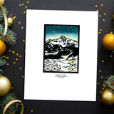 Mountain Night framed Sarah Angst Art giclee reproduction print. Created & reproduced in Bozeman, Montana.