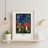 Mushrooms framed Sarah Angst Art giclee reproduction print. Created & reproduced in Bozeman, Montana.