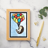 SA435 - Up, Up, and Away Hedgehog with Balloons