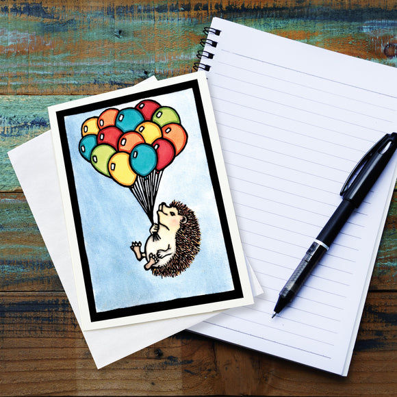 SA435 - Up, Up, and Away Hedgehog with Balloons