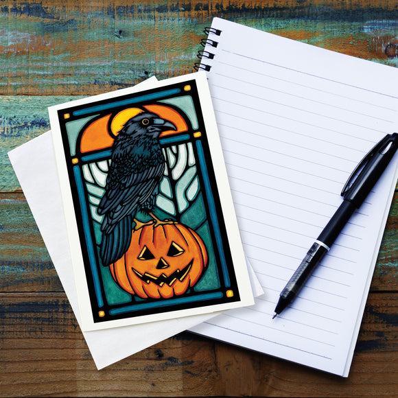 SA447: Halloween Raven with Pumpkin