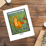 Fox & Friend framed Sarah Angst Art giclee reproduction print. Created & reproduced in Bozeman, Montana.