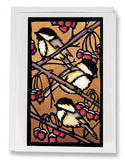 SA112: Three Chickadees - Sarah Angst Art Greeting Cards, Giclee Prints, Jewelry, More