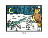 Winter Owl - Simple Giclee Print - Sarah Angst Art Greeting Cards, Giclee Prints, Jewelry, More